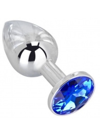 Анальное украшение BUTT PLUG  Small с синим кристаллом - 7 см. - Anal Jewelry Plug - купить с доставкой в Москве