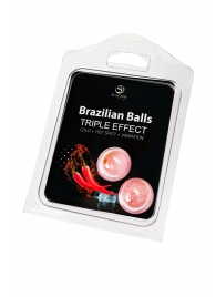 Набор из 2 шариков с массажным маслом Brazilian Balls с тройным эффектом - Secret Play - купить с доставкой в Москве