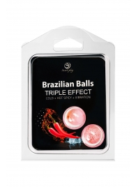 Набор из 2 шариков с массажным маслом Brazilian Balls с тройным эффектом - Secret Play - купить с доставкой в Москве