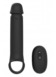 Черная насадка-удлинитель с вибрацией Vibrating Extender With Remote - Dream Toys - в Москве купить с доставкой
