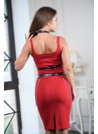 Черно-серебристая портупея-юбка plus size с цепочками - БДСМ Арсенал - купить с доставкой в Москве