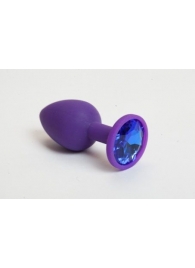 Фиолетовая силиконовая пробка с синим стразом - 7,1 см. - 4sexdreaM - купить с доставкой в Москве