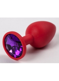 Красная силиконовая пробка с фиолетовым кристаллом - 7,1 см. - 4sexdreaM - купить с доставкой в Москве