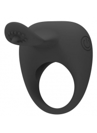 Чёрное эрекционное кольцо с вибрацией и клиторальным язычком - Baile - в Москве купить с доставкой