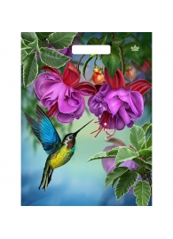 Пакет с принтом в виде колибри в цветах с вырубной ручкой (31х40 см) - Сима-Ленд - купить с доставкой в Москве