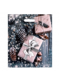 Новогодний пакет с принтом в виде подарков и вырубной ручкой (45х38 см) - Сима-Ленд - купить с доставкой в Москве
