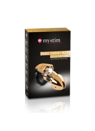 Золотистый пояс верности Pubic Enemy No1 Gold Edition для электростимуляции - MyStim - купить с доставкой в Москве