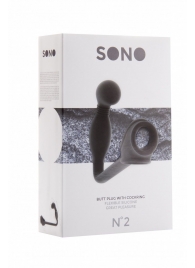 Чёрная анальная пробка с эрекционным кольцом SONO №2 - 11,4 см. - Shots Media BV - в Москве купить с доставкой