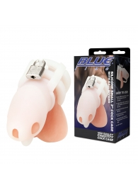 Белая клетка для пениса Silicone Small 2 in Cock Cage With Ball Divider - BlueLine - купить с доставкой в Москве