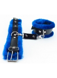 Синие наручники с мехом BDSM Light - БДСМ Арсенал - купить с доставкой в Москве