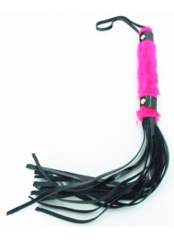Плеть из лака с розовым мехом BDSM Light - 43 см. - БДСМ Арсенал - купить с доставкой в Москве