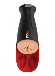 Телесный мастурбатор-вагина в черной колбе с вибрацией Fuck-O-Matic Pro XL - Pipedream - в Москве купить с доставкой