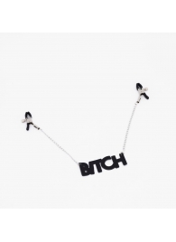 Зажимы на соски с кожаной подвеской Bitch - Crazy Handmade - купить с доставкой в Москве