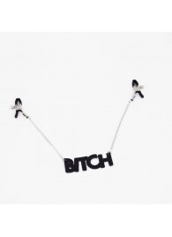 Зажимы на соски с кожаной подвеской Bitch - Crazy Handmade - купить с доставкой в Москве