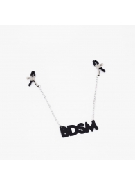 Зажимы на соски с кожаной подвеской BDSM - Crazy Handmade - купить с доставкой в Москве