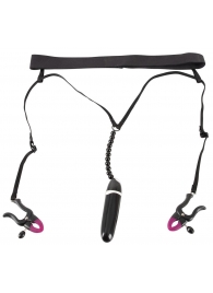 Женские вибростринги с зажимами для половых губ Spreader String with Vibrator - Orion - купить с доставкой в Москве