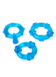 Набор из 3 синих эрекционных колец с различным рельефом - Erowoman-Eroman - #SOTBIT_REGIONS_UF_V_REGION_NAME# купить с доставкой