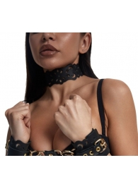 Черный ажурный чокер с золотистой фурнитурой - Crazy Handmade - купить с доставкой в Москве