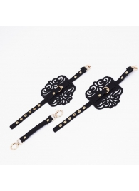 Черный фигурные оковы с золотистой фурнитурой - Crazy Handmade - купить с доставкой в Москве