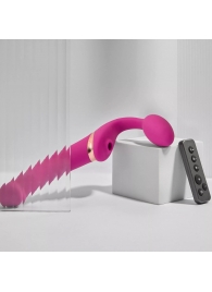 Ярко-розовый безремневой страпон Multi Orgasm Bendable Strap-On size XL с клиторальной стимуляцией - Strap-on-me - купить с доставкой в Москве