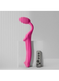 Ярко-розовый безремневой страпон Strap-on-me Vibrating Bendable Strap-On size L - Strap-on-me - купить с доставкой в Москве