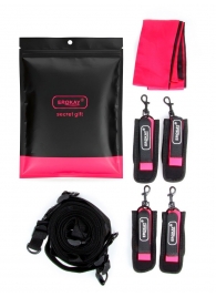 Черно-розовый эротический набор: фиксатор, оковы, наручники, повязка - Erokay - купить с доставкой #SOTBIT_REGIONS_UF_V_REGION_NAME#