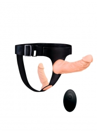 Женский страпон с 2 насадками, вибрацией и пультом ДУ - Erowoman-Eroman - купить с доставкой в Москве