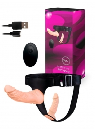 Женский страпон с 2 насадками, вибрацией и пультом ДУ - Erowoman-Eroman - купить с доставкой в Москве