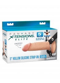 Телесный пустотелый фаллопротез 5’’ Hollow Silicone Strap-On - 14 см. - Pipedream - купить с доставкой в Москве