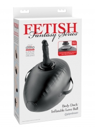 Черный надувной мяч с платформой для фиксации дилдо Body Dock Inflatable Love Ball - Pipedream - купить с доставкой в Москве