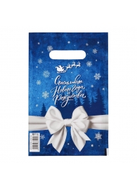 Сине-белый подарочный новогодний пакет с вырубной ручкой (20х30 см) - Сима-Ленд - купить с доставкой в Москве