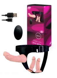 Женский страпон с 3 насадками и вибрацией - Erowoman-Eroman - купить с доставкой в Москве