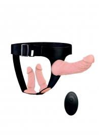 Женский страпон с 3 насадками и вибрацией - Erowoman-Eroman - купить с доставкой в Москве