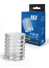 Прозрачная сквозная насадка на пенис с ребрышками - Sex Expert - в Москве купить с доставкой