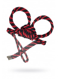 Черно-красные наручники-оковы ’’Узел-омега’’ из хлопковой веревки - Pecado - купить с доставкой в Москве