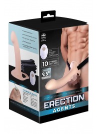 Телесный полый страпон с вибрацией Erection Agents - 24,1 см. - NMC - купить с доставкой в Москве