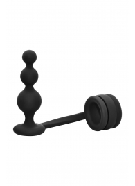 Черное эрекционное кольцо с анальной елочкой Cockring With Beaded Anal Plug - Dream Toys - в Москве купить с доставкой