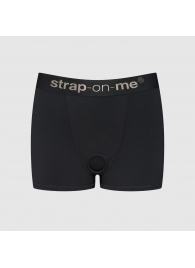 Черные трусики-боксеры для фиксации насадок Strap-on-me Harness Lingerie Allure - size S - Strap-on-me - купить с доставкой в Москве