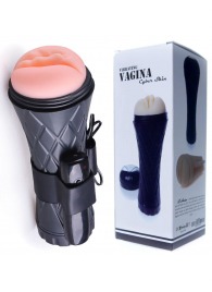 Телесный мастурбатор-вагина в черной колбе с вибрацией - Boys of Toys - в Москве купить с доставкой