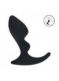 Черная анальная пробка для массажа простаты Double Ripple Silicone Prostate Massager - Shots Media BV - в Москве купить с доставкой