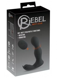 Черная анальная пробка с вибрацией, вращением и пультом ДУ RC Butt Plug with 2 Functions - Orion - #SOTBIT_REGIONS_UF_V_REGION_NAME# купить с доставкой