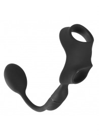 Черное виброкольцо с анальной пробкой Cock Ring with RC Butt Plug - Orion - в Москве купить с доставкой