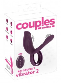 Фиолетовая насадка на член с клиторальным отростком и пультом ДУ RC Couple’s Vibrator 2 - Orion - в Москве купить с доставкой