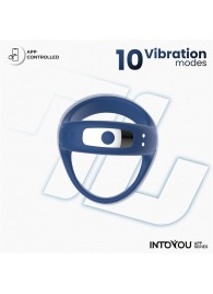 Синее интерактивное эрекционное виброкольцо Rank - Intoyou - в Москве купить с доставкой