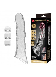 Прозрачный фаллоудлинитель с 3 вставками - 28 см. - Baile - в Москве купить с доставкой
