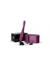 Фиолетовая секс-машина с функцией нагрева, насадками и присоской Sesh - Zalo - купить с доставкой в Москве