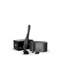 Черная секс-машина с функцией нагрева, насадками и присоской Sesh - Zalo - купить с доставкой в Москве