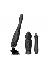 Черная секс-машина с функцией нагрева, насадками и присоской Sesh - Zalo - купить с доставкой в Москве