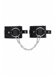 Черные оковы из толстой кожи с люверсами - Pecado - купить с доставкой в Москве