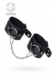 Черные оковы из толстой кожи с люверсами - Pecado - купить с доставкой в Москве